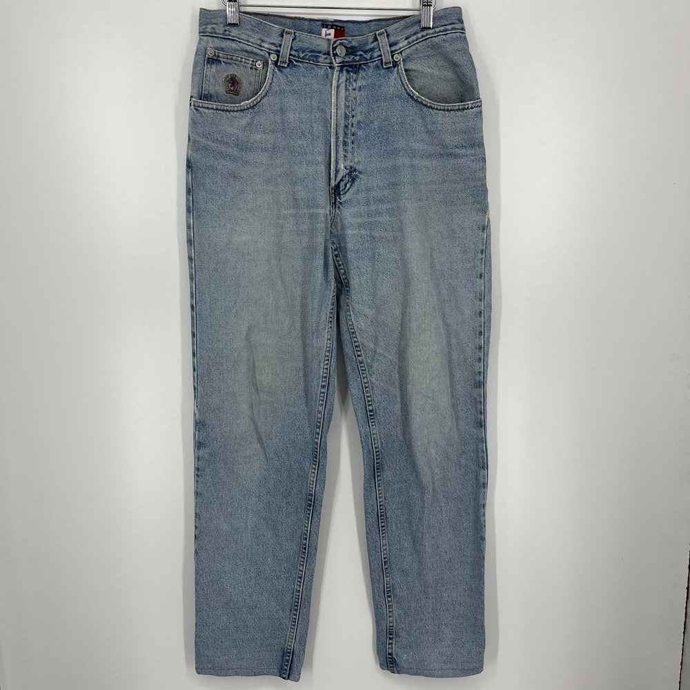 Tommy Jeans Vintage Womens High Rise Straight Leg Light Wash Denim Blue 30